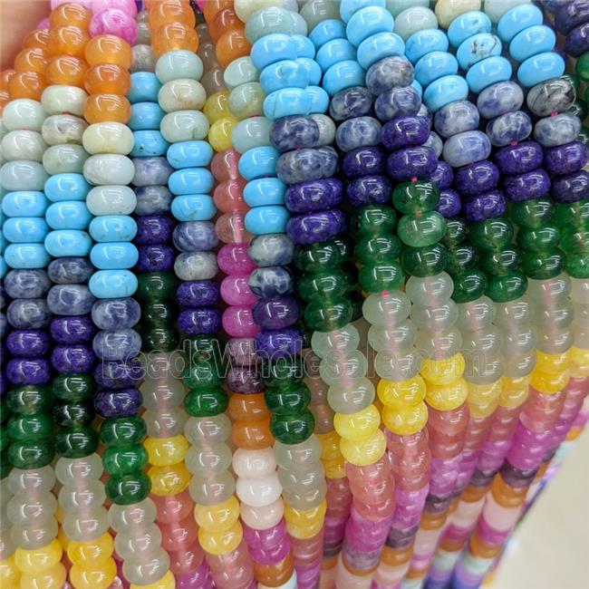 Dye Jade Beads Smooth Rondelle Mixed Color