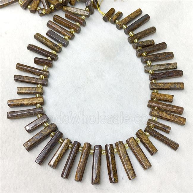 Natural Bronzite Stick Beads Topdrilled