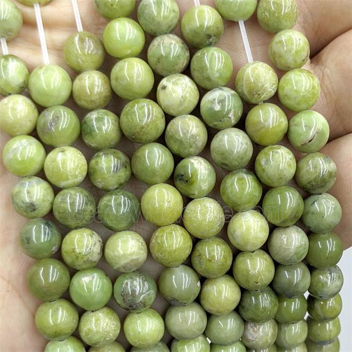 Green Peridot Beads Smooth Round C-Grade