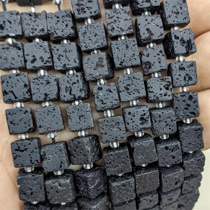 Black Lava Stone Cube Beads