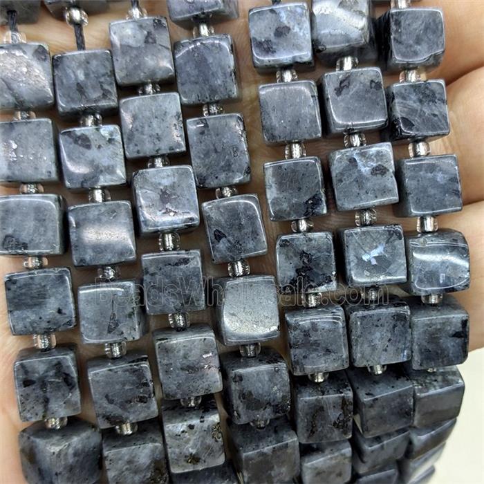 Natural Black Labradorite Cube Beads