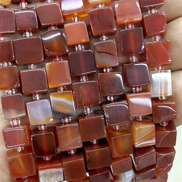 Red Stripe Agate Cube Beads Dye