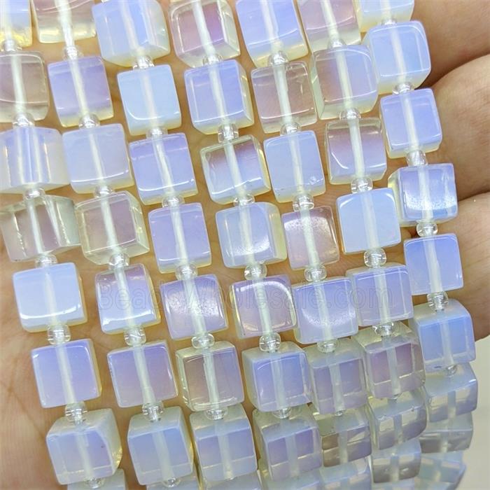 White Opalite Cube Beads