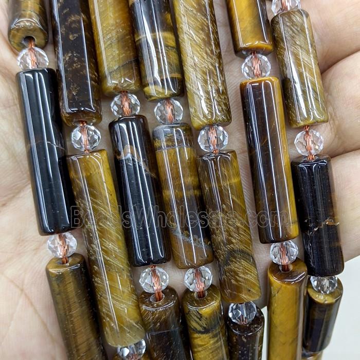 Natural Tiger Eye Stone Tube Beads
