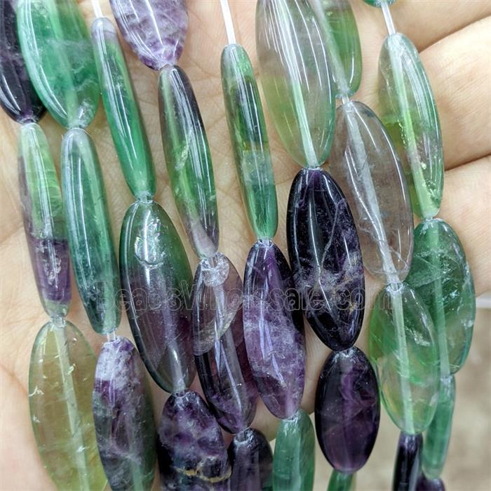 Natural Fluorite Oval Beads Multicolor