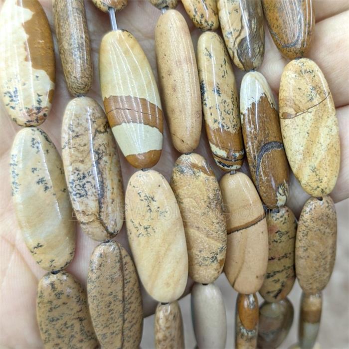 Natural Picture Jasper Oval Beads