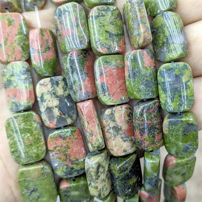 Natural Unakite Rectangle Beads Green