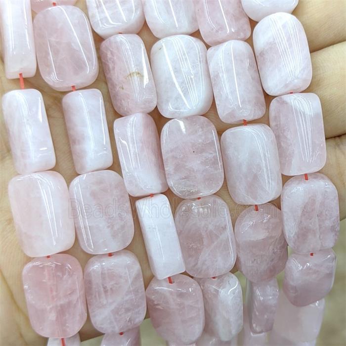 Natural Pink Rose Quartz Rectangle Beads