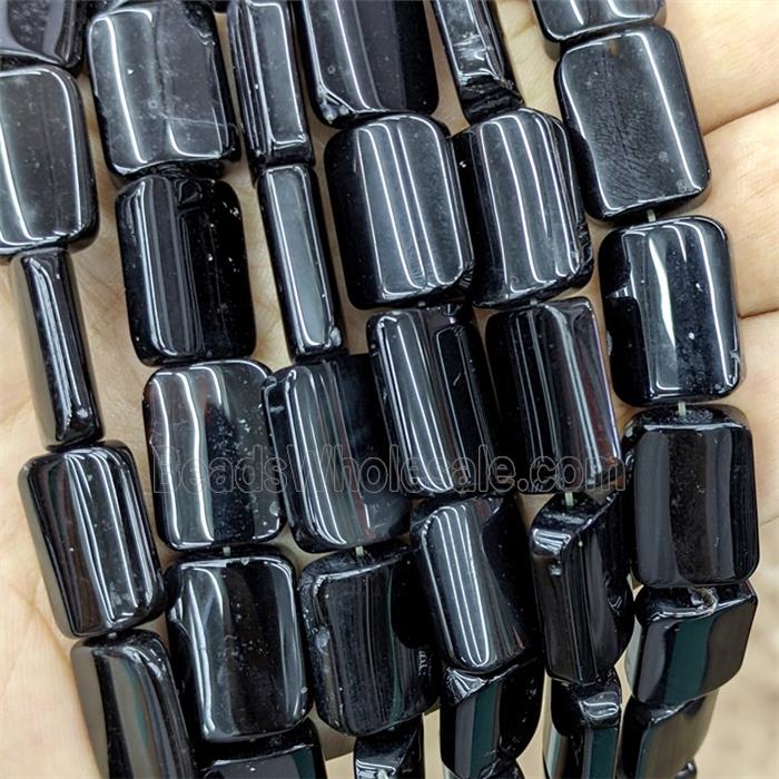 Natural Black Obsidian Rectangle Beads
