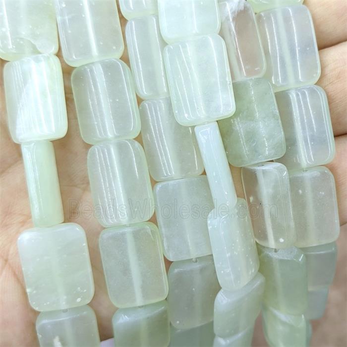 Natural Chinese Nephrite Jade Rectangle Beads Lt.green