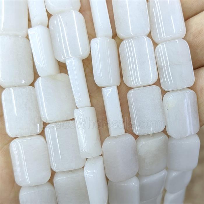 Natural White Nephrite Jade Rectangle Beads Dye