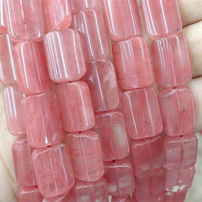 Pink Synthetic Quartz Rectangle Beads