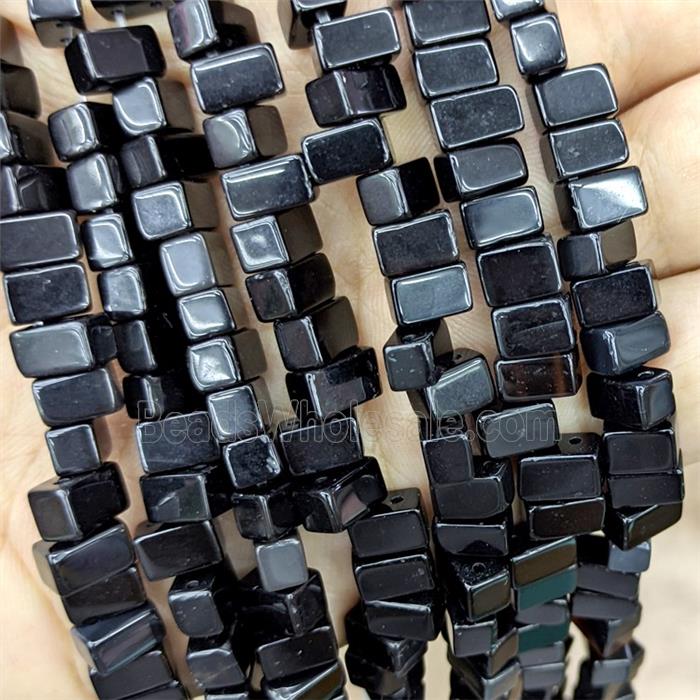 Natural Black Obsidian Rectangle Beads 2holes