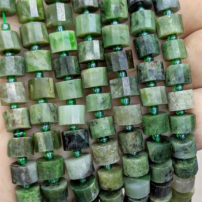 Natural Canaidan Chrysoprase Beads Green Tube Faceted