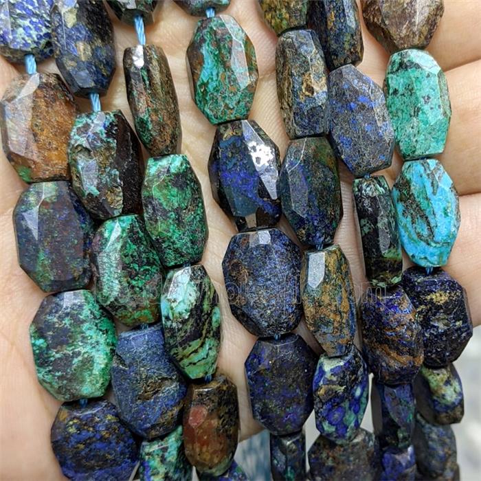 Natural Azurite Beads Faceted Rectangle