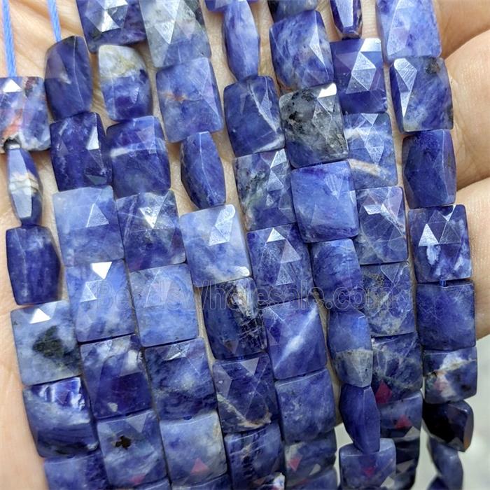 Natural Blue Sodalite Beads Faceted Rectangle