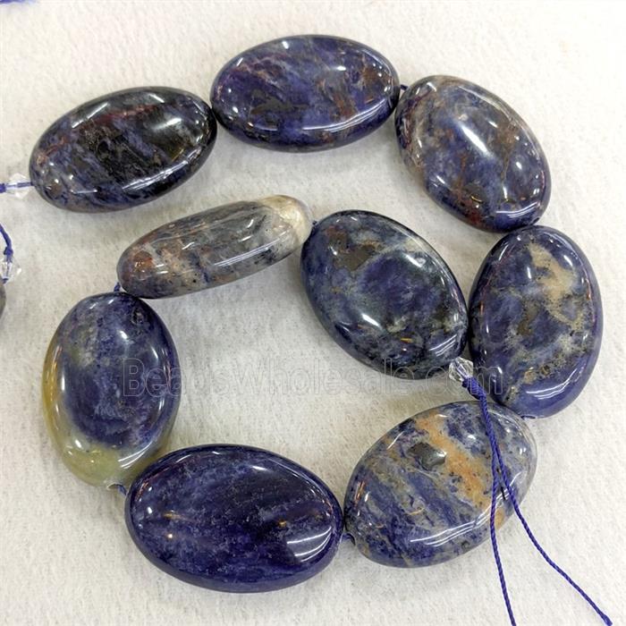 Natural Blue Sodalite Oval Beads