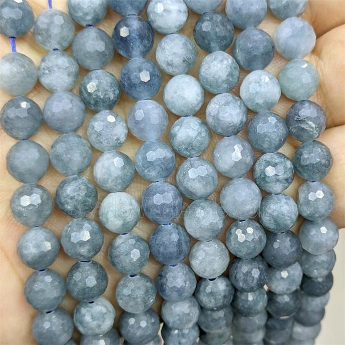 Jade Beads Dye faceted Round Bluegray