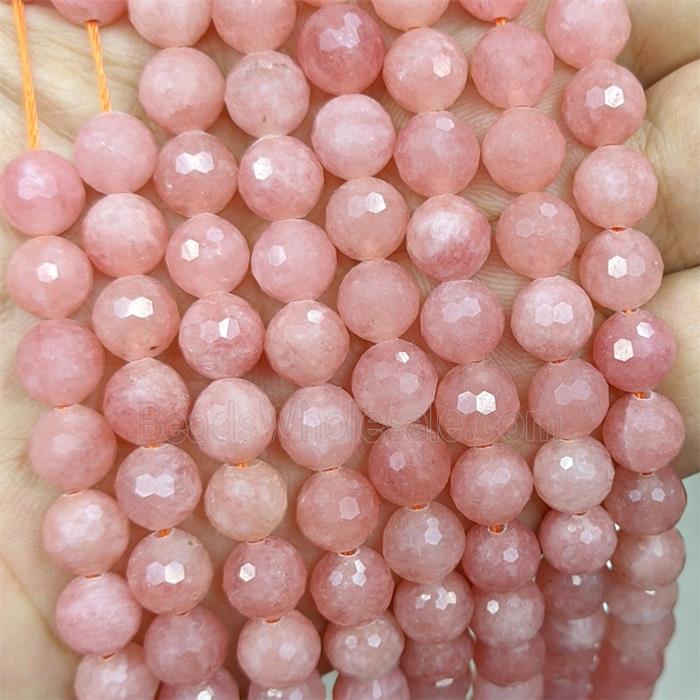 Peach Jade Beads Dye faceted Round