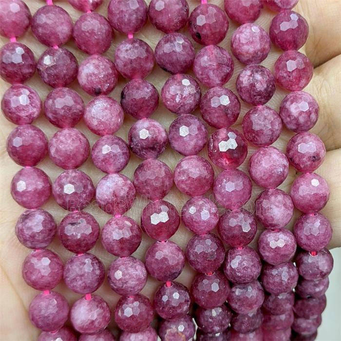 Red Jade Beads Dye faceted Round