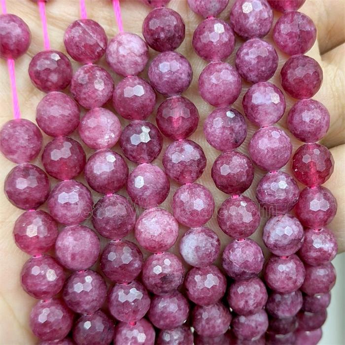 Red Jade Beads Dye faceted Round