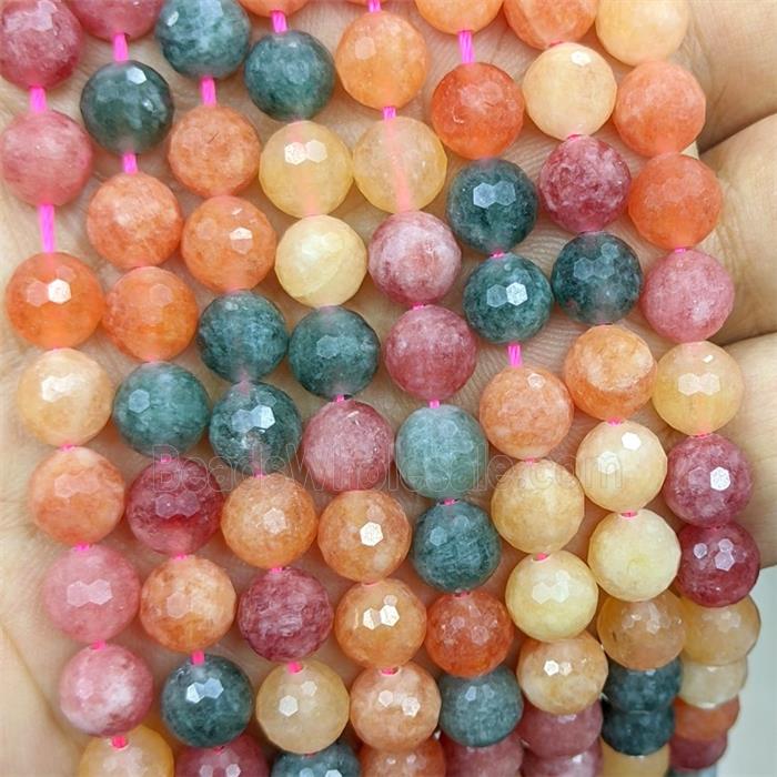Jade Beads Dye faceted Round Mix Color