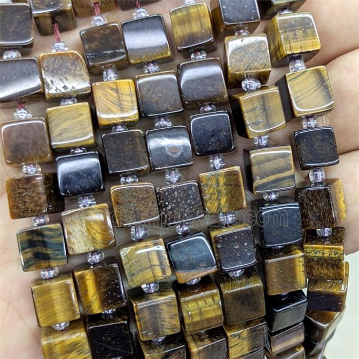 Natural Tiger Eye Stone Cube Beads