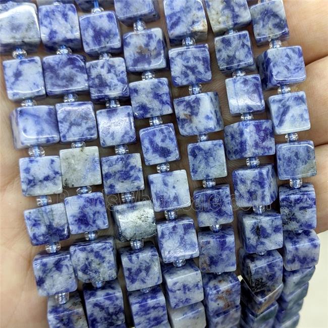 Natural Blue Dalmatian Jasper Cube Beads