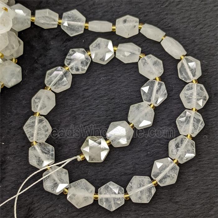 Natural Clear Crystal Quartz Hexagon Beads