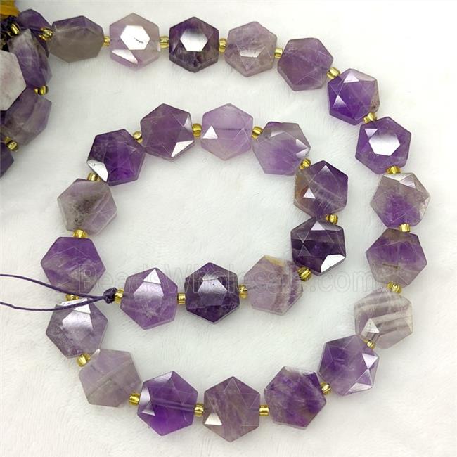 Natural Purple Amethyst Hexagon Beads