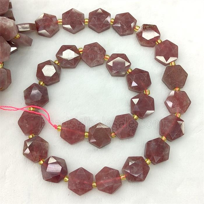 Red Tourmaline Hexagon Beads