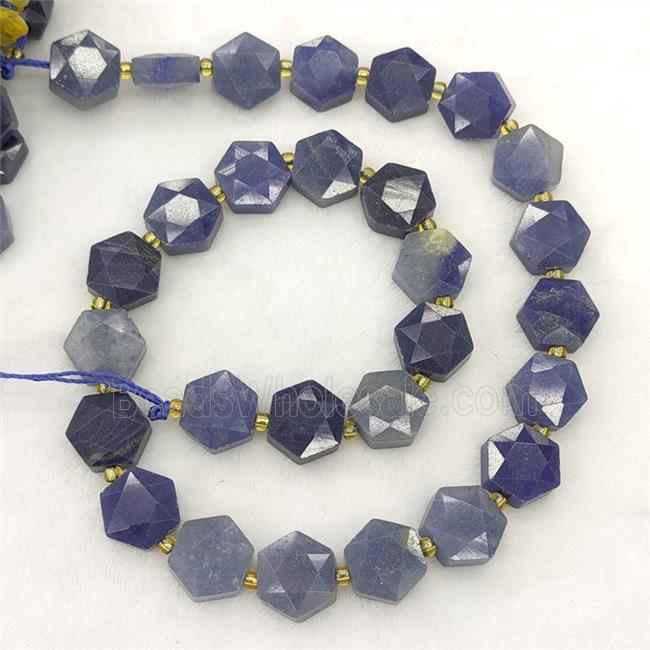 Natural Blue Aventurine Hexagon Beads