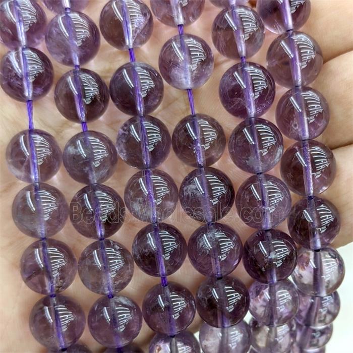 Natural Puprle Amethyst Beads Smooth Round