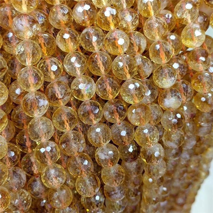 Natural Yellow Citrine Beads Faceted Round AA-Grade