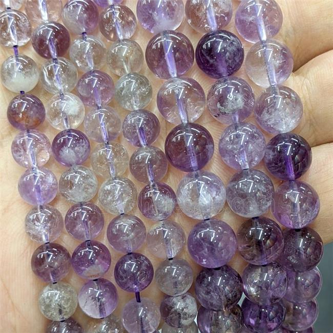 Natural Purple Super7 Crystal Quartz Beads Smooth Round