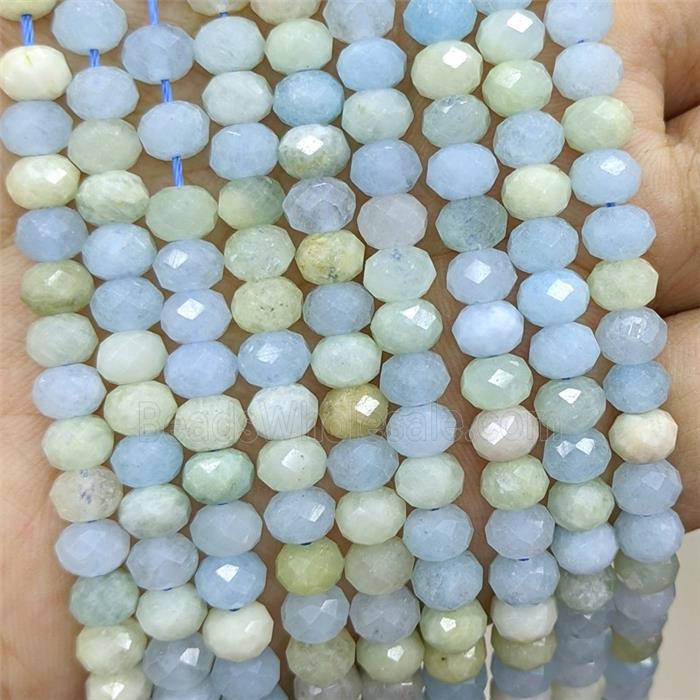Natural Aquamarine Beads Multicolor Facetd Rondelle