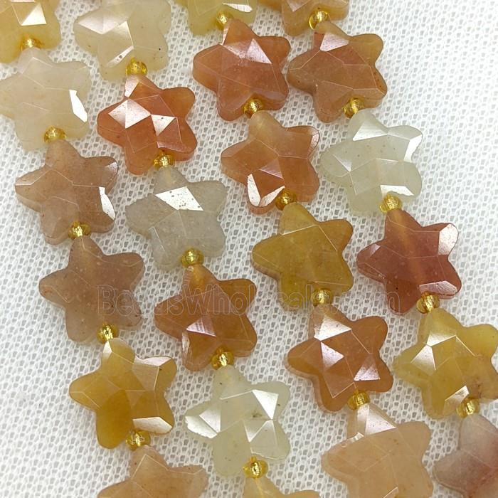 Natural Red Aventurine Star Beads Faceted