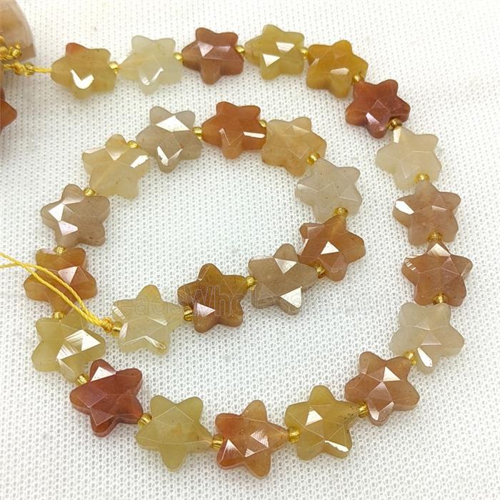 Natural Red Aventurine Star Beads Faceted