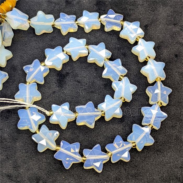 White Opalite Star Beads Faceted
