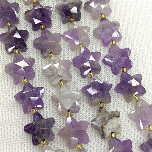 Natural Purple Amethyst Star Beads Faceted