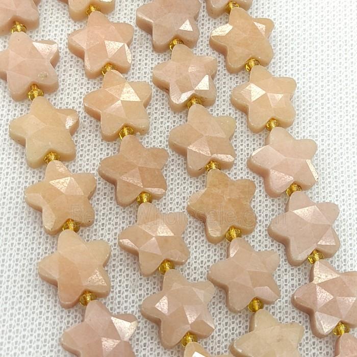 Peach Jade Star Beads Faceted Dye