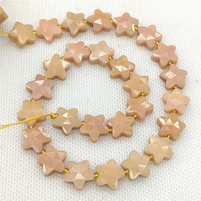 Peach Jade Star Beads Faceted Dye