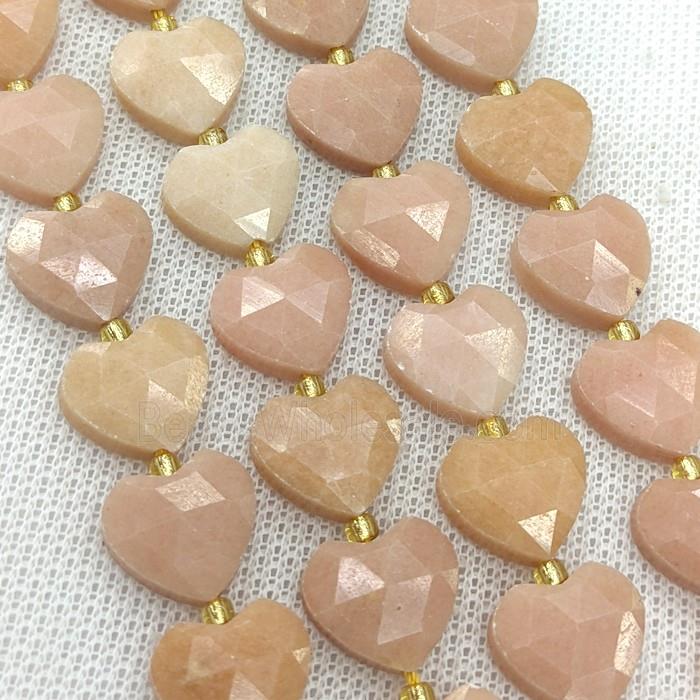 Peach Jade Heart Beads Faceted Dye