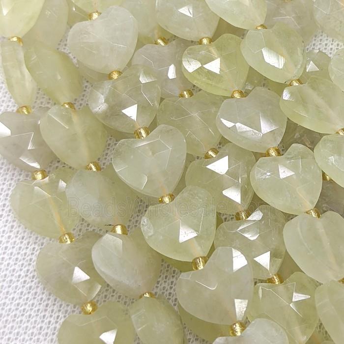 Natural Lemon Quartz Heart Beads Faceted