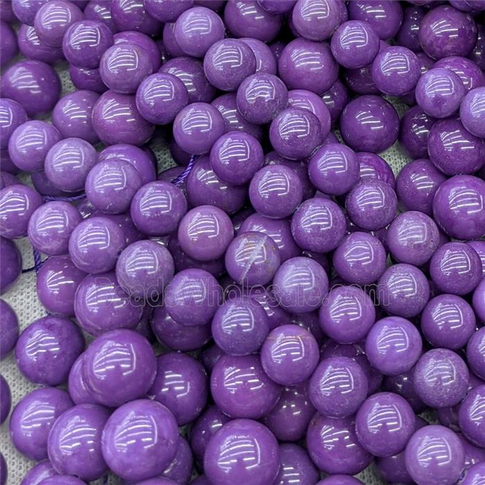 Natural Phosphosiderite Beads Purple Smooth Round
