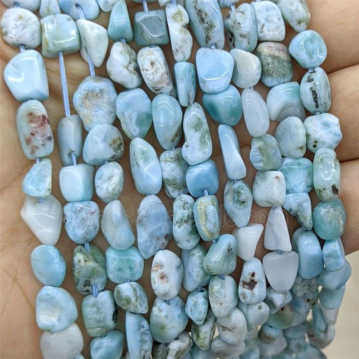 Natural Blue Larimar Chips Beads Tumbled Freeform