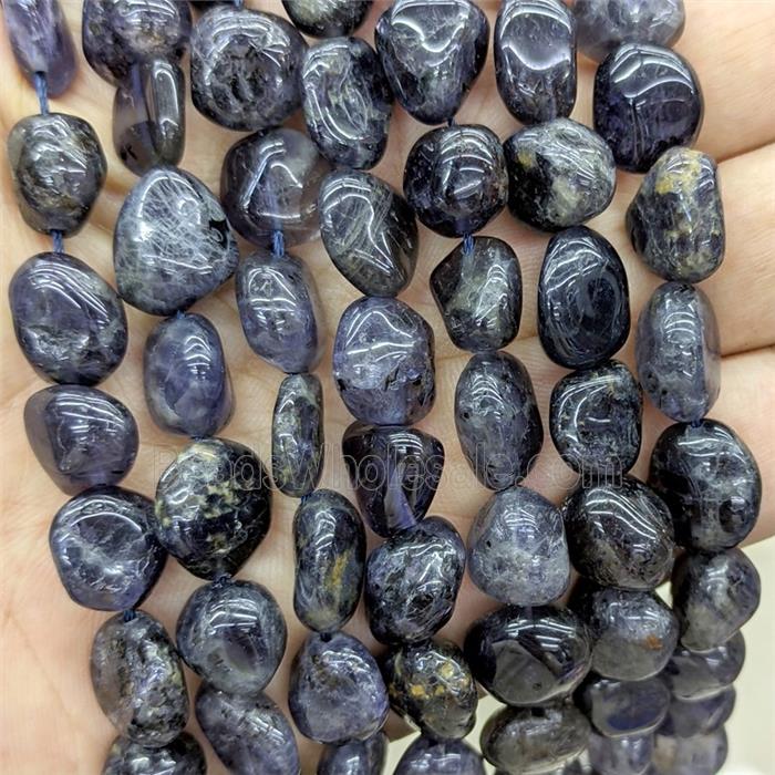 Natural Iolite Chips Tumbled Beads Inkblue Freeform