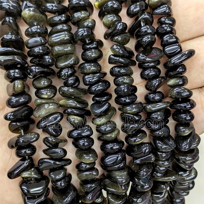 Natural Golden Obsidian Chips Tumbled Beads Freeform