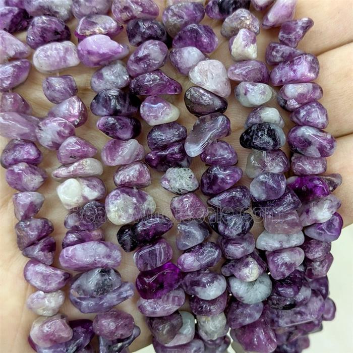 Natural Lepidolite Chips Tumbled Beads Purple Freeform