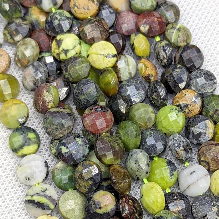 Opal Jasper Beads Multicolor Faceted Coin